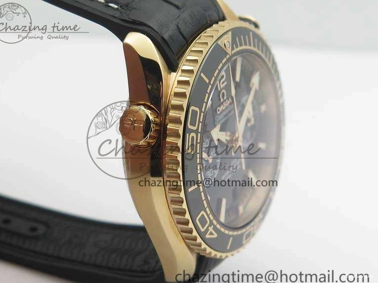 0515 Elegant Seamaster Pro Chrono RG OM Best Edition Black Ceramic Black Dial On Gummy Strap A 8128